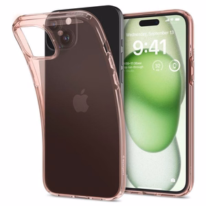 Spigen Crystal Flex viedtālruņa apvalks iPhone 15 Plus - rozā/caurspīdīgs