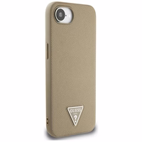 Guess Grained Triangle MagSafe viedtālruņa apvalks iPhone 16e - brūna