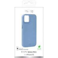 Puro Icon Mag Pro magnētiskais silikona viedtālruņa apvalks iPhone 15 - gaiši zils