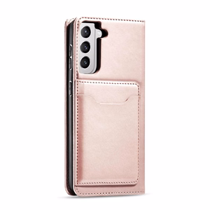 Magnētiskais karšu apvalks Samsung Galaxy S22 + (S22 Plus) maciņš karšu turētājs rozā