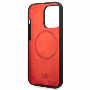 Karl Lagerfeld KLHMP14LSLMP1K iPhone 14 Pro 6,1" cietais apvalks melns / melns Silikona Plāksnīte Magsafe
