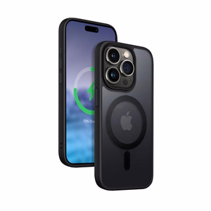 Crong Hybrid Frost MAG Cover vāciņš ierīcei iPhone 15 Pro Max, saderīgs ar MagSafe, melns