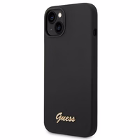 Guess GUHCP14MSLSMK iPhone 14 Plus 6.7 "melns/melns cietais apvalks Silicone Vintage Gold Logo