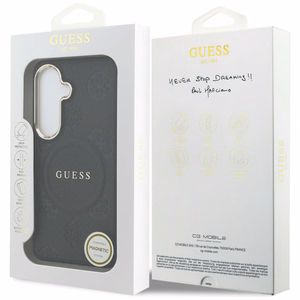 Guess maciņš Saffiano Peony Embossed Ring MagSafe priekš Samsung Galaxy S26 melns