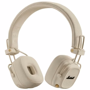 Bezvadu uz ausīm liekamas Bluetooth austiņas Marshall Major V, krēmkrāsas