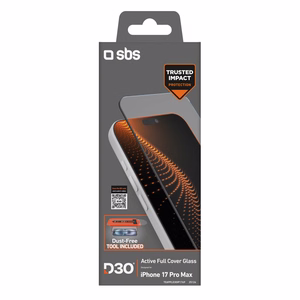 SBS Aizsargstikls ar D3O tehnoloģiju komplekts ar uzstādīšanas piederumu viedtālrunim iPhone 17 Pro Max - caurspīdīgs
