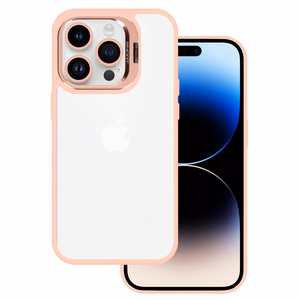 Tel Protect Viedtālruņa apvalks ar statīvu + kameras stikls Iphone 15 Pro gaiši rozā