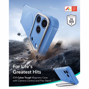ESR Cyber Tough Kickstand MagSafe maciņš, paredzēts iPhone 18 Pro Max / 17 Pro Max, gaiši zils