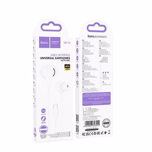 HOCO vadu austiņas Type C ar mikrofonu M114 baltas