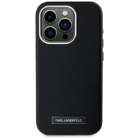 Karl Lagerfeld FW Metal Plate Magnētiskais iPhone 15 Pro viedtālruņa apvalks - melns
