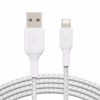 USB kabelis Belkin Boost Charge Braided USB-A to Lightning 1,0 m balts
