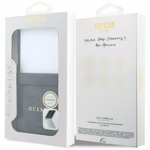 Melns Guess 4G Classic MagSafe vāciņš Samsung Galaxy Z Flip8 tālrunim