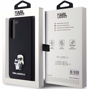 Силиконовый чехол Karl Lagerfeld Karl&Choupette Metal Pin для Samsung Galaxy S24 - чёрный