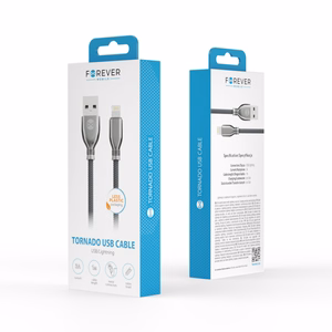 Forever Tornado kabelis USB - Lightning 1,0 m 3A melns