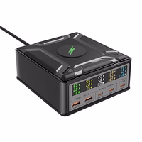 Blitzwolf BW-S28 260W, 2xUSB-A, 3xUSB-C, 15W bezvadu lādētājs (melns)