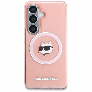 Karl Lagerfeld maciņš IML Repeated Choupette MagSafe priekš Samsung Galaxy S26 rozā