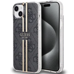 Guess IML 4G Gold Stripe viedtālruņa apvalks iPhone 15 Plus / 14 Plus - melns