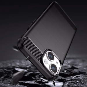 Carbon viedtālruņa apvalks iPhone 14 Plus elastīgs gēla aizmugures vāks melns
