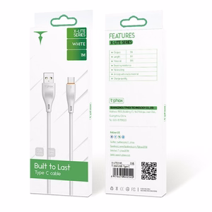 T-PHOX kabelis X-Lite Type-C, balts, 1M 3A