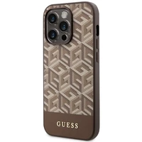 Guess GUHMP14XHGCFSEW iPhone 14 Pro Max 6.7" brūns/brūns cietais apvalks GCube Stripes MagSafe