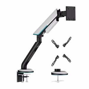 Heavy-Duty Single Monitor 24"-57" Gas Spring Arm Mount, Gray