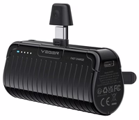 VEGER portatīvais lādētājs 5000 mAh ar iebūvētu savienotāju Type C PlugOn PD QC3.0 3A 20W W0558 melna