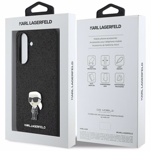 Karl Lagerfeld Fiksēts Spīdīgs Ikonik Logotipa Metāla Piespraude viedtālruņa apvalks Samsung Galaxy A36 - melns