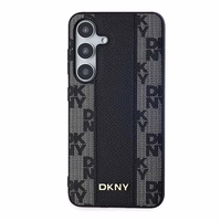 DKNY Ādas rūtainais magnētiskais apvalks Samsung Galaxy S24 - melns