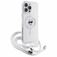 Karl Lagerfeld IML Choupette galva un aukla MagSafe iPhone 16 Pro viedtālruņa apvalks - caurspīdīgs