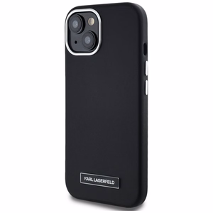 Karl Lagerfeld FW Metal Plate Magnētiskais iPhone 15 viedtālruņa apvalks - melns