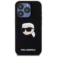 Karl Lagerfeld KLHMP15LSKHPPLK iPhone 15 Pro 6.1" melns/melns cietais apvalks Silikona Karl galvas apdruka MagSafe