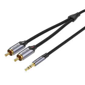 Audio kabelis 2xRCA uz 3.5mm Vention BCNBK 8m (pelēks)