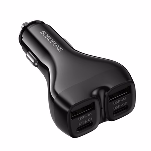 Borofone Car charger BZ35 Leader - 2 x Type C + USB - PD 30W black