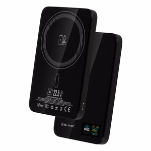 Blavec Portatīvais lādētājs 5000mAh BJ-04 Īpaši Plāns 7,8mm - Type C - 22,5W magnētiskā Magsafe 3 in 1 (PBBJ04-MC5B) melna stikls