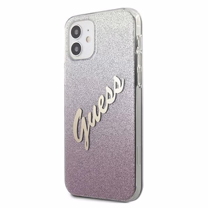 Guess GUHCP12SPCUGLSPI iPhone 12 mini 5.4" rozā/rozā cietais apvalks Glitter Gradient Script