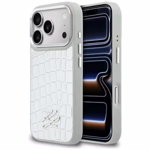 Karl Lagerfeld Croco KL Script Logo MagSafe maciņš for iPhone 17 Pro Max - sudraba