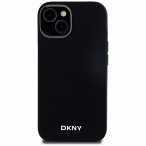 DKNY Šķidrs silikona mazs metāla logotips magnētiskais viedtālruņa apvalks iPhone 14/15/13 - melns