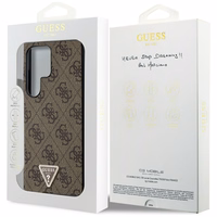 Guess Grip Stand 4G Triangle Strass apvalks Samsung Galaxy S24 Ultra - brūns