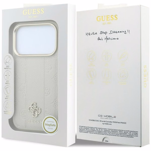Guess Peony 4G Small Logo MagSafe maciņš iPhone 17 Pro Max / 18 Pro Max, bēšs