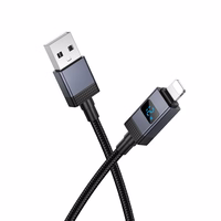 Kabelis USB A uz Lightning Hoco 2,4A ar ekrānu 1 m X118 melns