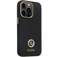 Guess GUHCP13LM4DGPK viedtālruņa apvalks iPhone 13 Pro / 13 – melns Silikona Logo Strass 4G