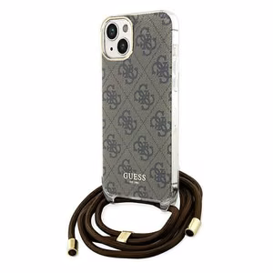 Guess Crossbody Cord 4G Print viedtālruņa apvalks iPhone 15 / 14 / 13 - brūns