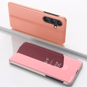 Viedtālruņa apvalks Clear View Samsung Galaxy S25 ar vāciņu - rozā