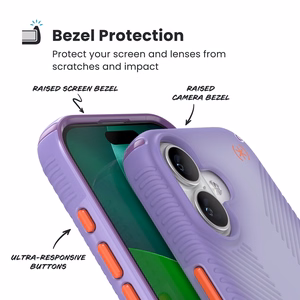 Speck Presidio Lux Grip MagSafe vāciņš ierīcei iPhone 17, “Purple Fade / Magic Purple / New Poppy” krāsā