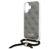 Guess Crossbody Cord 4G Print viedtālruņa apvalks ar siksniņu iPhone 16 - brūns