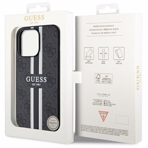 Guess GUHMP13XP4RPSK iPhone 13 Pro Max 6.7" melns/melns cietais apvalks 4G Printed Stripes MagSafe