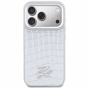 Karl Lagerfeld Croco KL Script Logo MagSafe maciņš for iPhone 17 Pro Max - sudraba