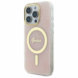 Guess IML 4G Magnētiskais viedtālruņa apvalks iPhone 16 Pro - rozā