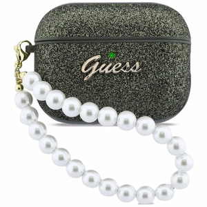 Guess Glitter Pearl Siksniņa Maciņš for AirPods Pro 3 - melns and Glitter