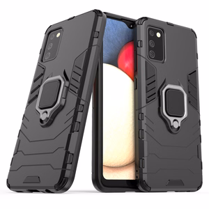Ring Armor izturīgs hibrīda viedtālruņa apvalks ar magnētisko turētāju Samsung Galaxy A03s (166.5) melns